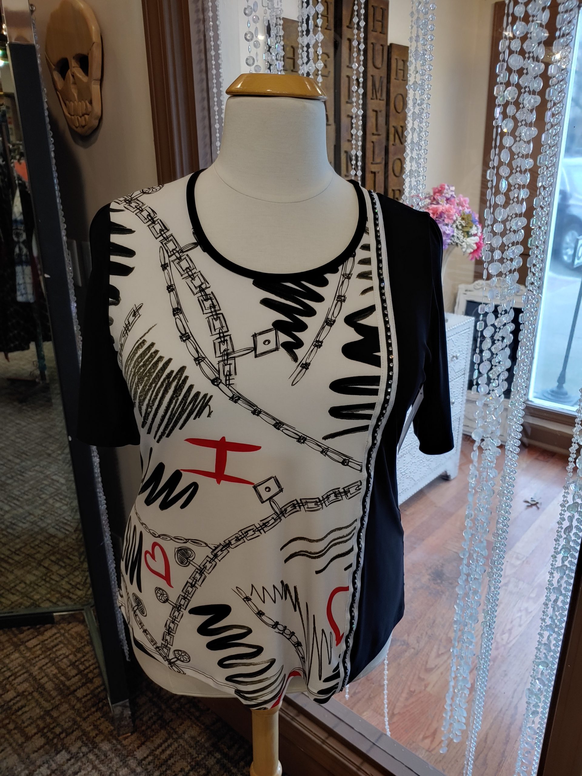 Graffiti Print Top with Crystals – More Excuses Boutique